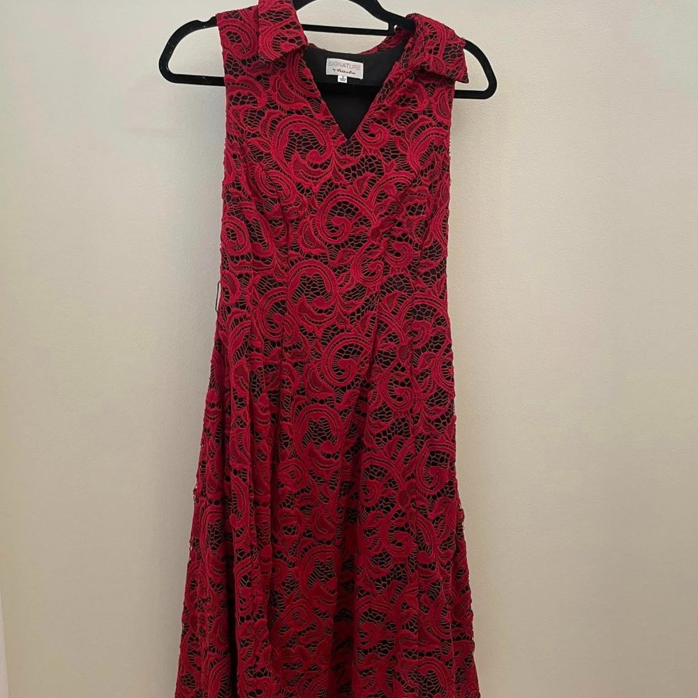 Red and Black Signature Lace Dress